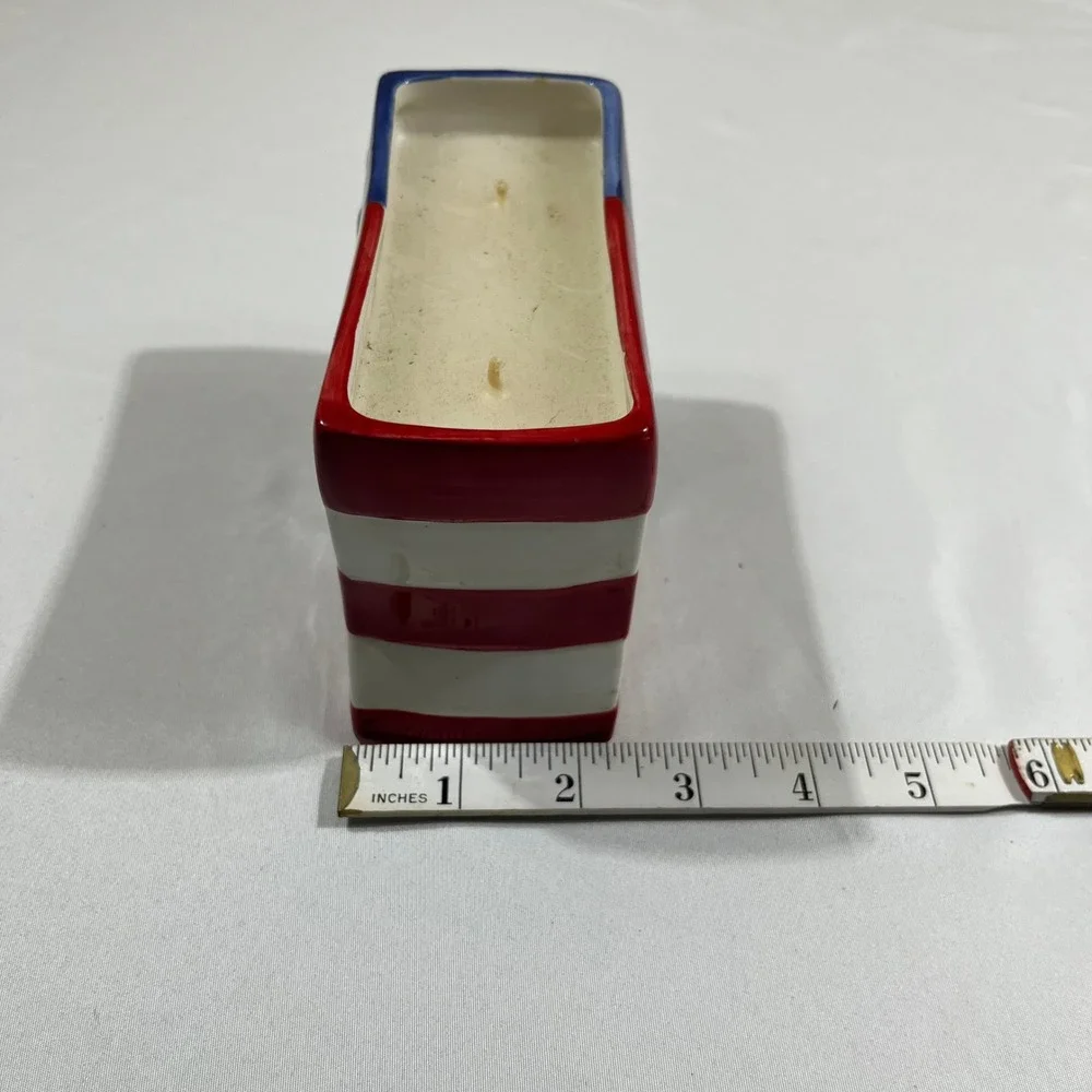 American Flag Ceramic 2-Wick Candle Patriotic Red White Blue 5